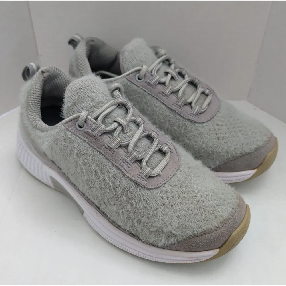 Orthofeet Women Size 6.5 989 Gray Wool Lace Up Sneakers Shoes Comfort